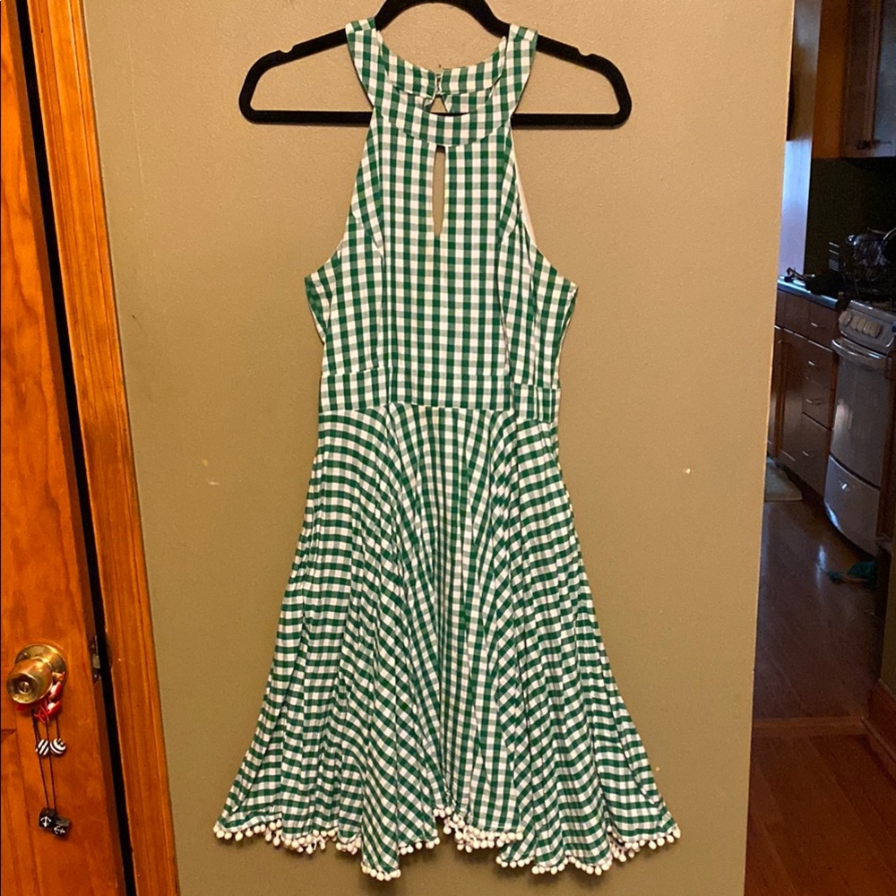 Smak Parlour Green & White Gingham Halter Dress